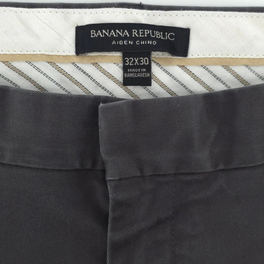 Banana Republic Mens Aiden Chino 32x30 Charcoal‎ Gray Slim Fit Stretch Pants